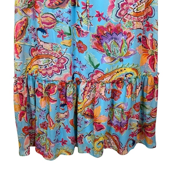 Nicole Miller New York Blue & Pink Ruffled Tiered Sundress Size XS - Picture 4 of 12